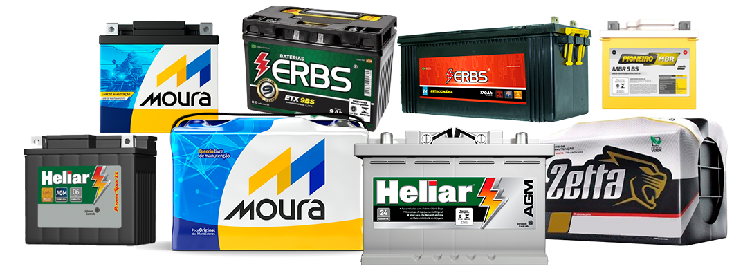 Trabalhamos com as melhores marcas: Heliar, Moura, Zetta, Erbs e Pioneiro